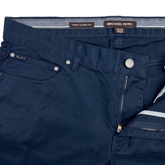 New Michael Kors Men US 34x32 Midnight Blue Pants Grant Classic Fit Slim  - Picture 9 of 12